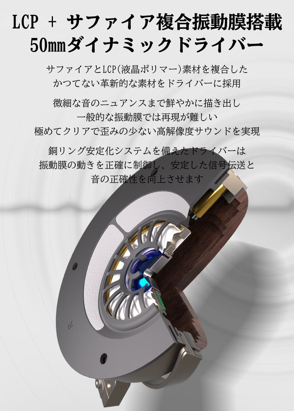 SIVGA PENG (鵬) ヘッドホン 木製ハウジング 密閉型 50mm ダイナミックドライバー LCP サファイア複合振動膜 有線 ケーブル着脱可能 4.4mm バランス