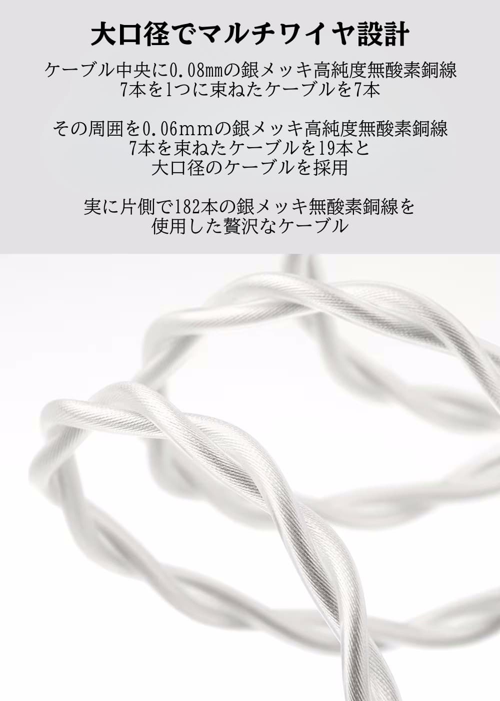 SIVGA SIV-QSPC 4.4mm イヤホン リケーブル 交換用 2PIN 0.78mm 銀メッキ 高純度無酸素銅線 リッツ網組