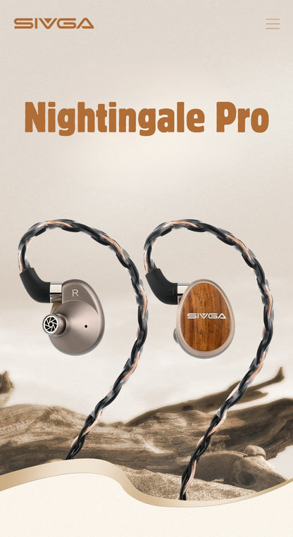 SIVGA Nightingale Pro IEM インイヤーモニターイヤホン 平面駆動型ドライバー 木製ハウジング 高音質 HiFi 有線 耳掛け カナル型 リケーブル可能 着脱式