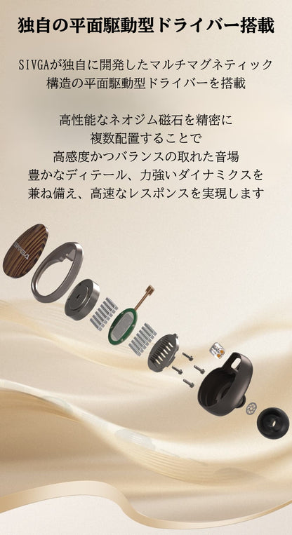 SIVGA Nightingale Pro IEM インイヤーモニターイヤホン 平面駆動型ドライバー 木製ハウジング 高音質 HiFi 有線 耳掛け カナル型 リケーブル可能 着脱式