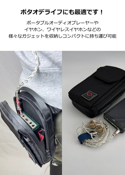 SOSO.LABO Daily Sling Compact スマホポーチ メンズ 防水 ベルトポーチ リュック付け マグネット開閉 腰 ショルダーポーチ 小物入れ カラビナ サコッシュ スマホショルダー 斜めがけ ウェスト 調整可能