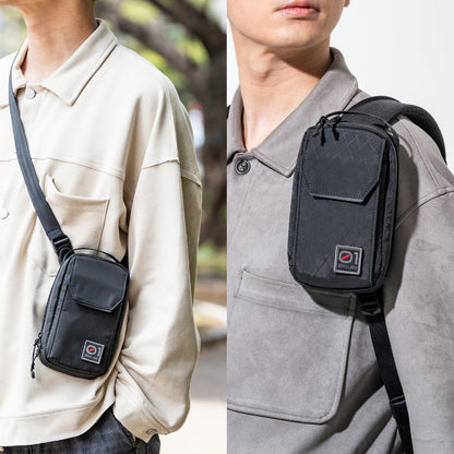 SOSO.LABO Daily Sling Compact スマホポーチ メンズ 防水 ベルトポーチ リュック付け マグネット開閉 腰 ショルダーポーチ 小物入れ カラビナ サコッシュ スマホショルダー 斜めがけ ウェスト 調整可能