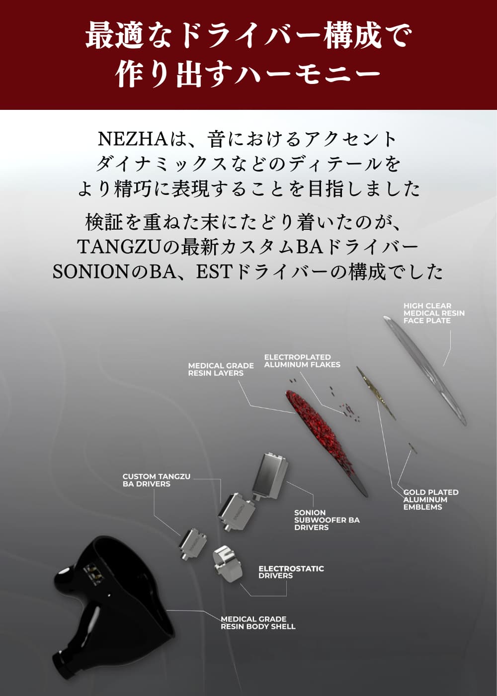 TANGZU NEZHA 哪吒 ハイブリッド 6BA+1EST インイヤーモニターイヤホン 4芯銀メッキ単結晶銅OCC リケーブル可能 脱着式 0.78mm 2PIN Q-IAOクロスオーバーテクノロジー